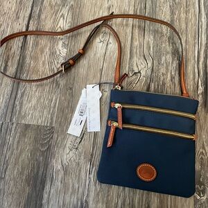 NWT Dooney & Bourke North/South Triple Zip Crossbody